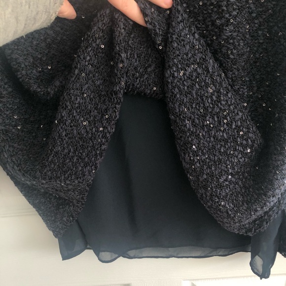Zara Navy Sequin Sweater with Sheer Lining - Picture 6 of 7